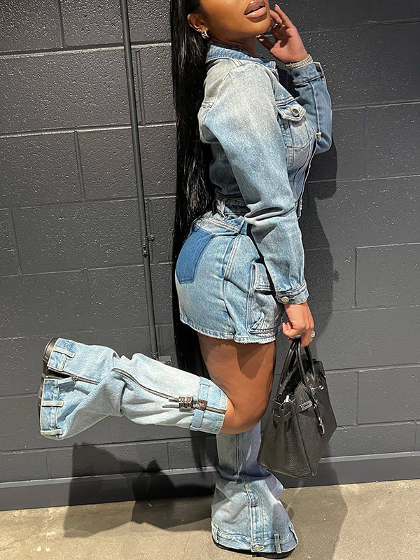 Robe en jean boutonnée sur le devant