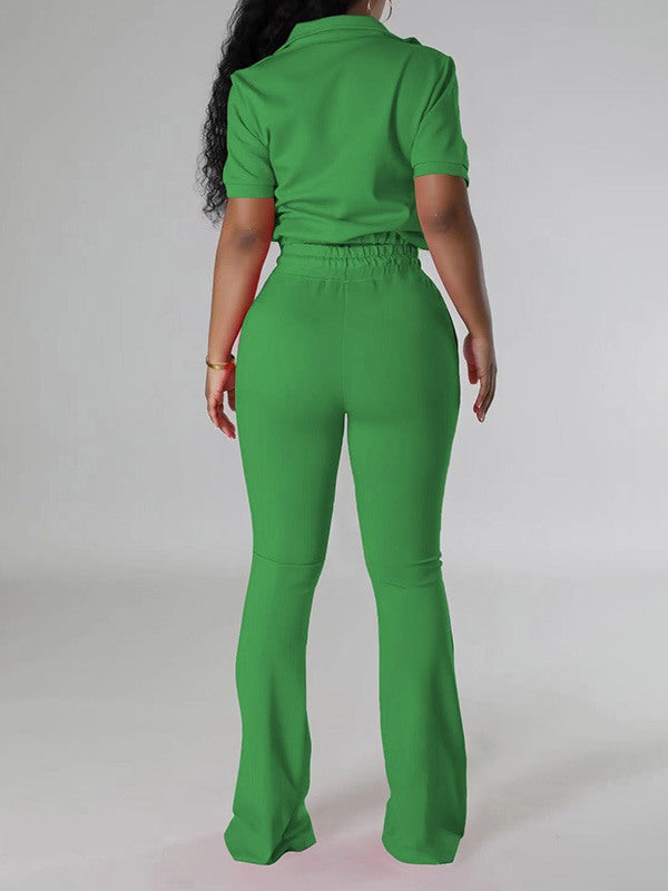 Ensemble haut zippé uni et pantalon à cordon de serrage - Liquidation