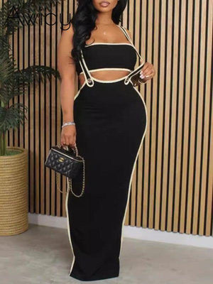 Bandeau Top & Suspender Skirt Set Black