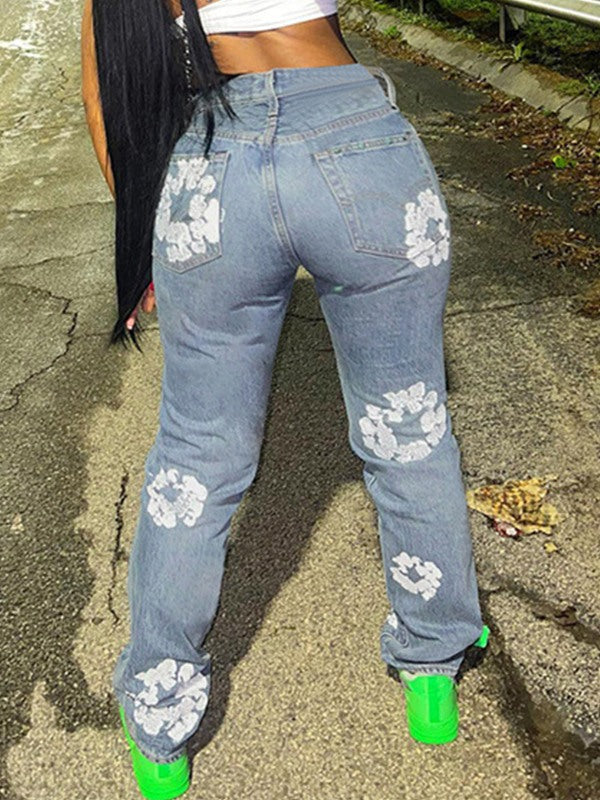 Gerade Jeans mit Print