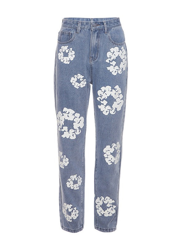 Gerade Jeans mit Print