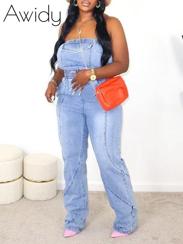 Strapless Denim Jumpsuit