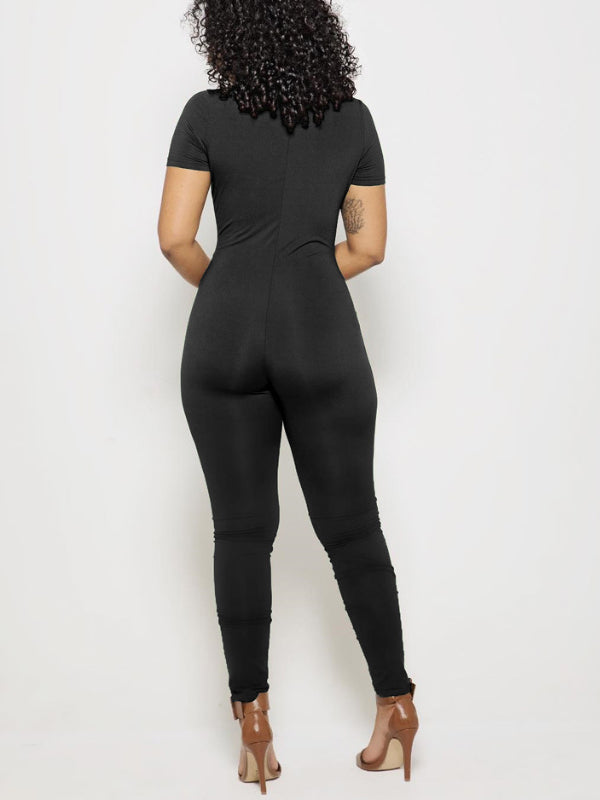 Solid Zip-Front Jumpsuit--Clearance