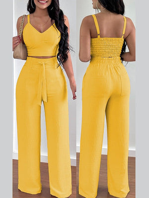 Indiebeautie – Set aus einfarbigem Camisole-Top und gebundener Hose