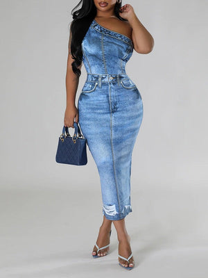 Robe imprimée à une épaule - Liquidation