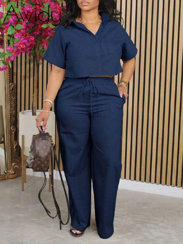 Solid Shirt & Pants Set Navy