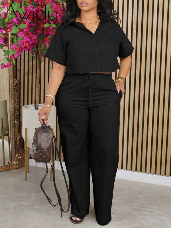 Solid Shirt & Pants Set Black