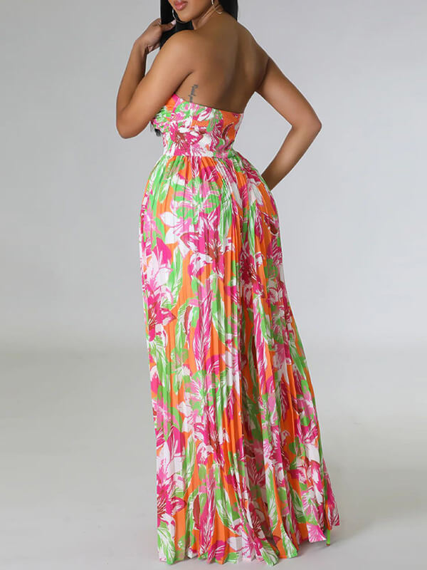 Indiebeautie – Trägerloser, plissierter Jumpsuit mit Print