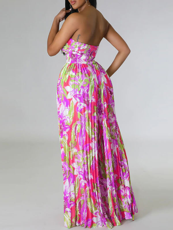 Indiebeautie – Trägerloser, plissierter Jumpsuit mit Print