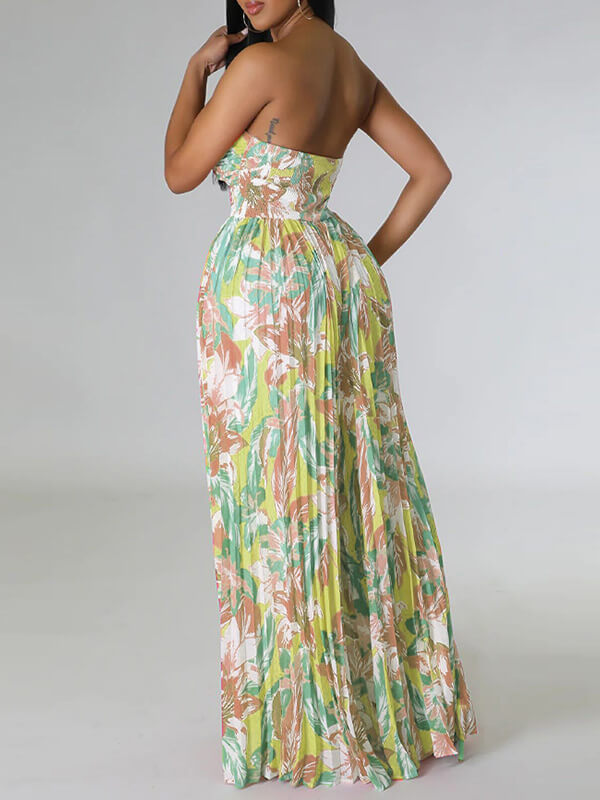 Indiebeautie – Trägerloser, plissierter Jumpsuit mit Print