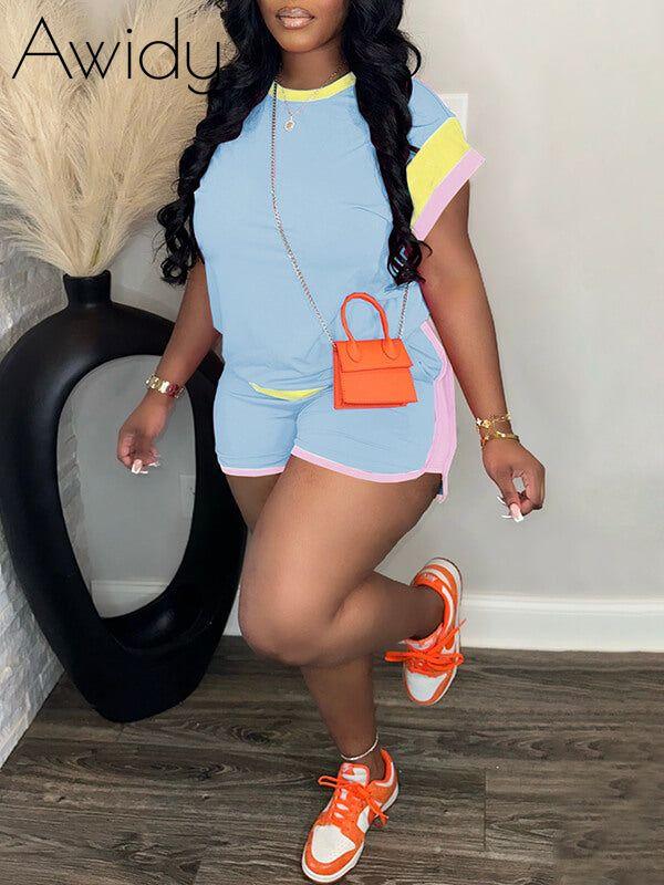 Piping Tee & Shorts Set Icy Blue