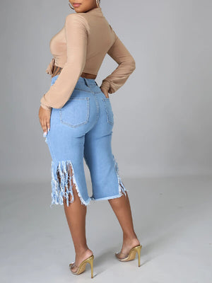 Indiebeautie – Zerrissene Capri-Jeans