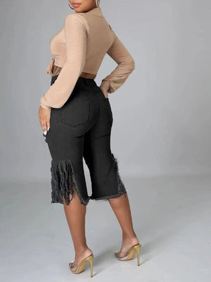 Zerrissene Capri-Jeans – Ausverkauf