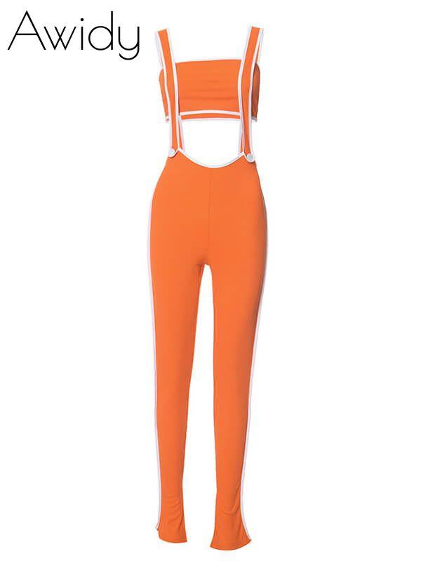 Piping Bandeau Top & Overalls Set