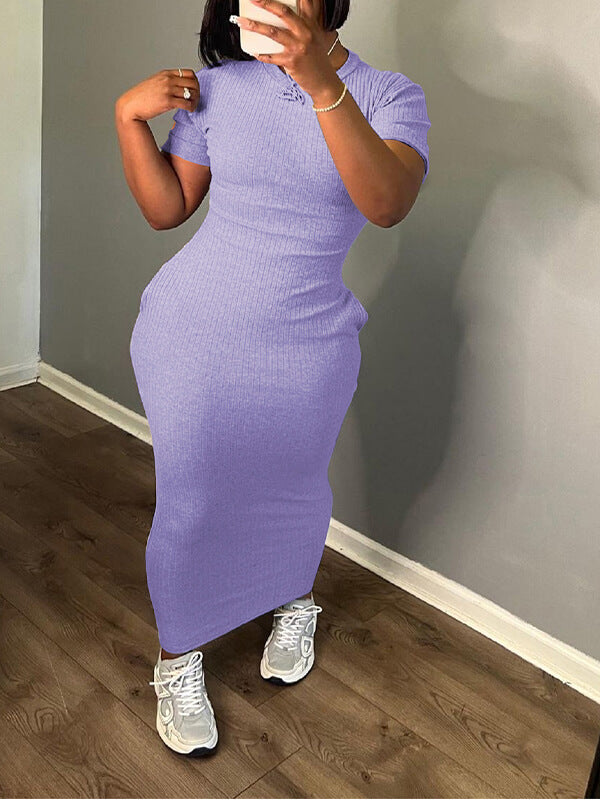 Robe t-shirt côtelée unie