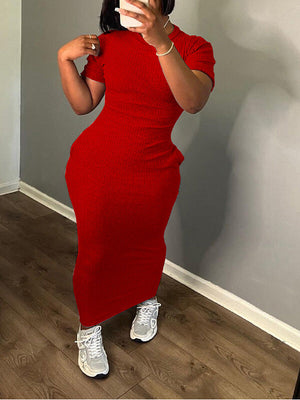 Robe t-shirt côtelée unie - Liquidation