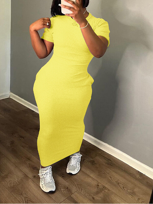 Robe t-shirt côtelée unie