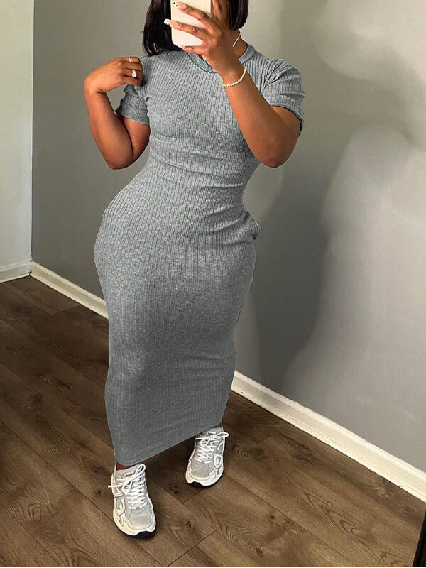 Robe t-shirt côtelée unie