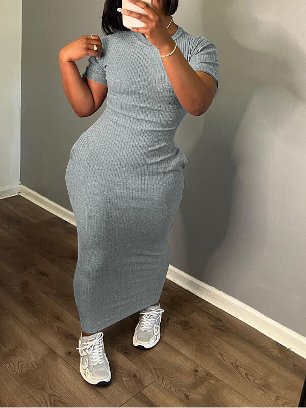 Robe t-shirt côtelée unie