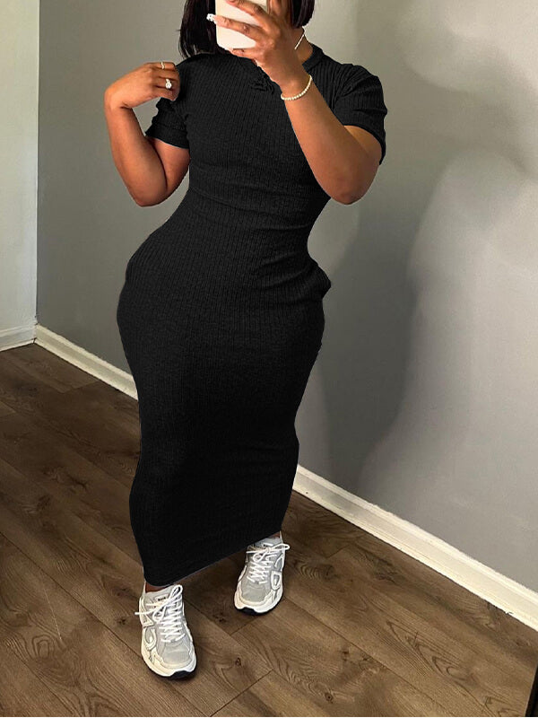 Robe t-shirt côtelée unie