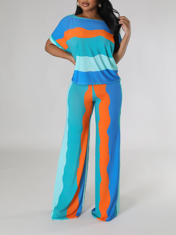 Ensemble t-shirt et pantalon colorblock