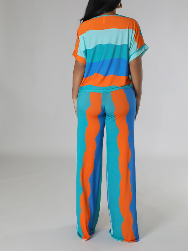 Ensemble t-shirt et pantalon colorblock