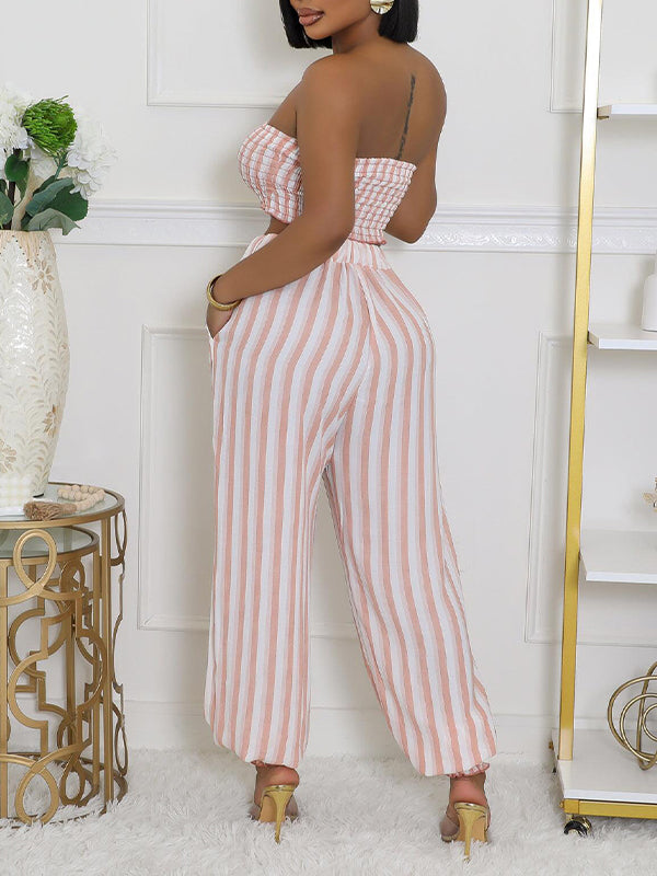 Ensemble haut bandeau et pantalon à rayures