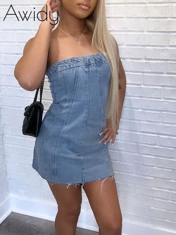 Strapless Denim Dress