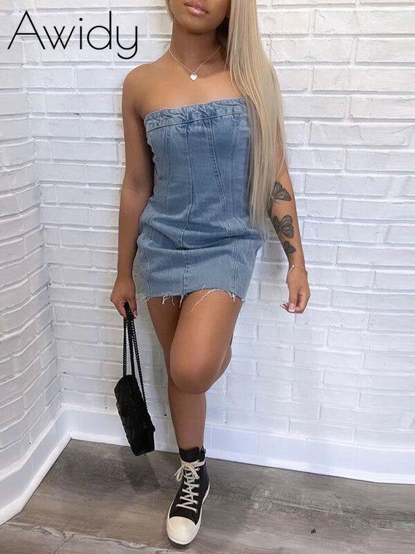 Strapless Denim Dress