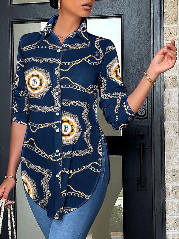 Chemise imprimée à fentes latérales