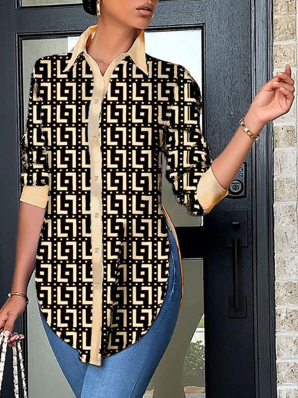 Chemise imprimée à fentes latérales