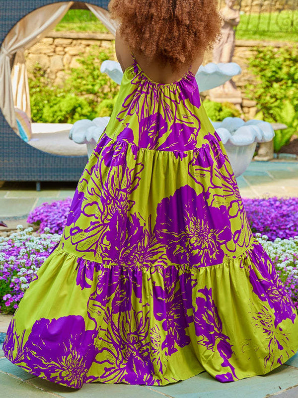 Camisole-Kleid mit Rüschen und Print