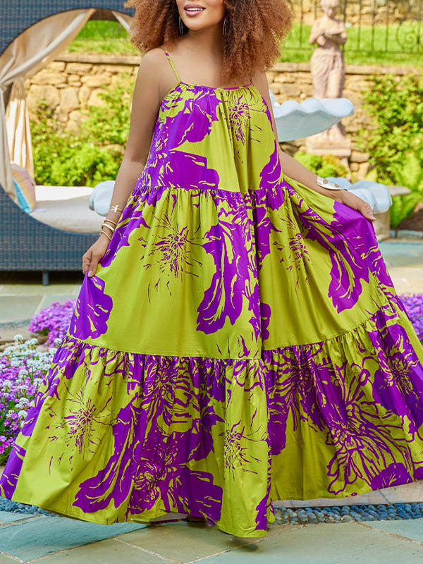 Camisole-Kleid mit Rüschen und Print