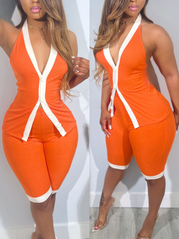 Indiebeautie Halter Vest & Biker Shorts Set