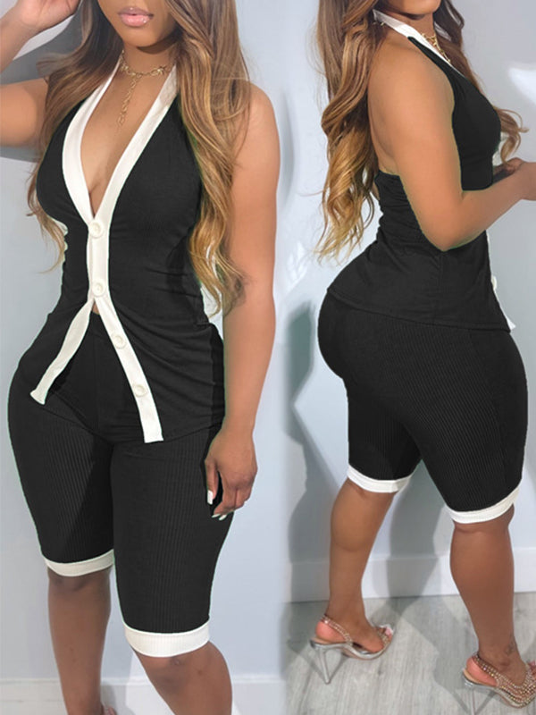 Indiebeautie Halter Vest & Biker Shorts Set
