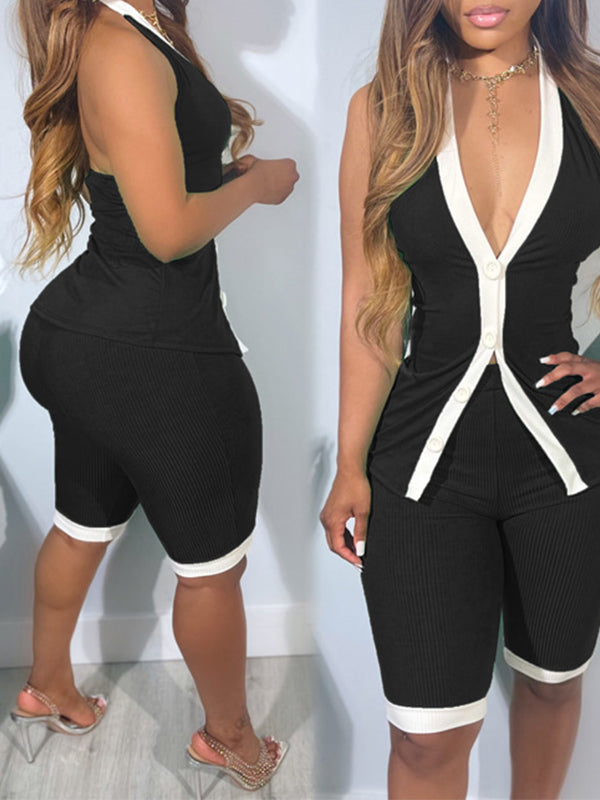 Indiebeautie Halter Vest & Biker Shorts Set