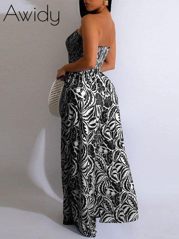 Printed Strapless Jumpsuit