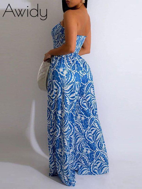Printed Strapless Jumpsuit