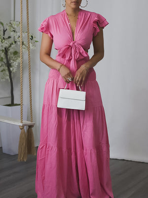 Indiebeautie – Set aus einfarbigem Oberteil mit Bindeband und Hose mit weitem Bein