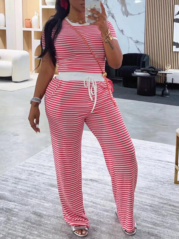 Ensemble t-shirt et pantalon à rayures - expédié le 5 juillet