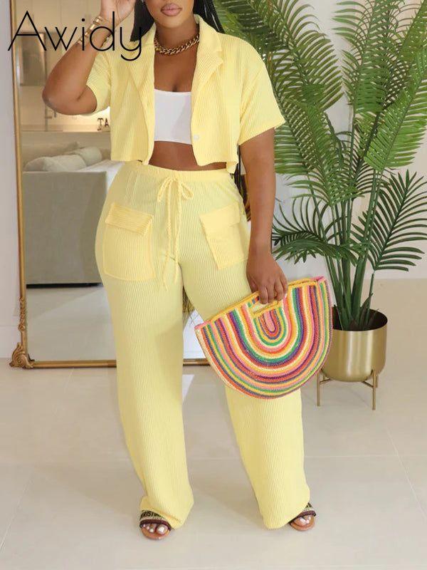 Solid Shirt & Pants Set--Clearance Yellow L