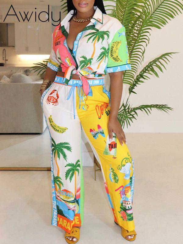 Printed Shirt & Pants Set Multicolor