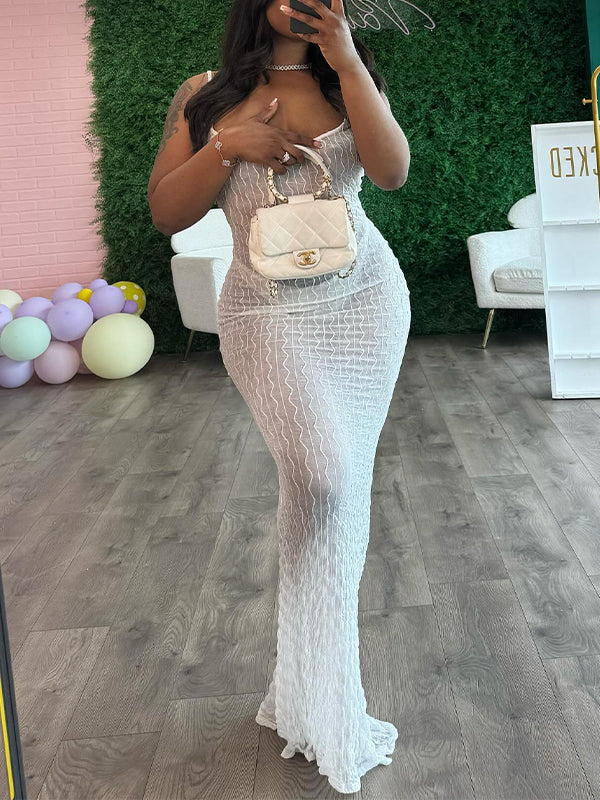 Einfarbiges durchsichtiges Camisole-Kleid