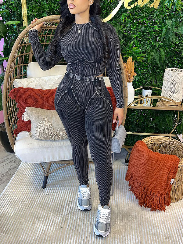 Ensemble 2 pièces côtelé imprimé