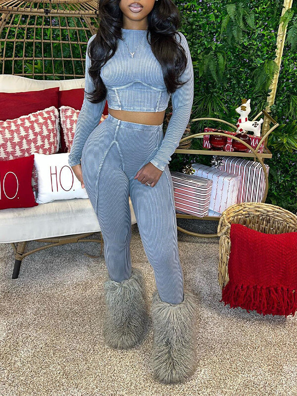 Ensemble 2 pièces côtelé imprimé