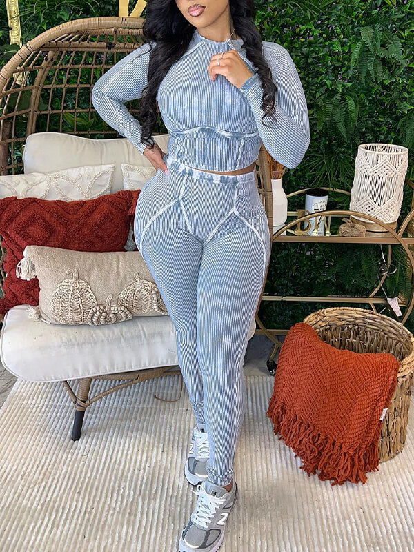 Ensemble 2 pièces côtelé imprimé