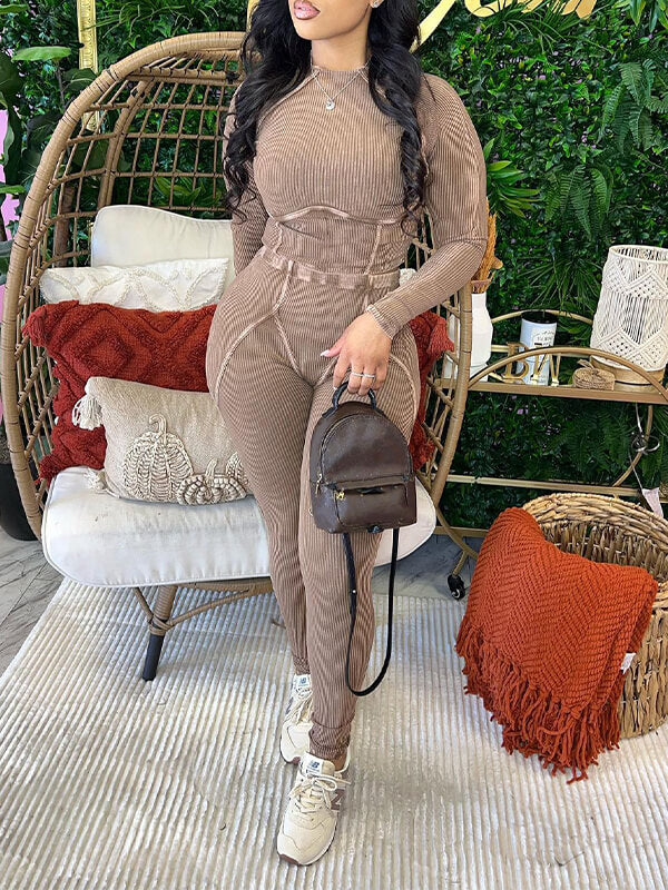 Ensemble 2 pièces côtelé imprimé