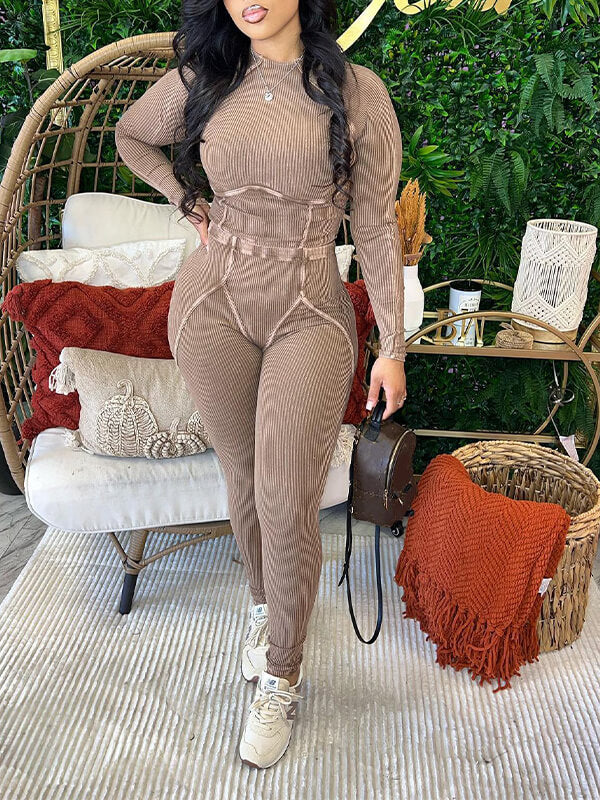 Ensemble 2 pièces côtelé imprimé