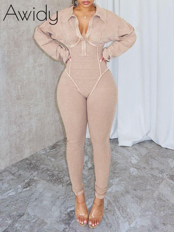 Washed V-Neck Jumpsuit