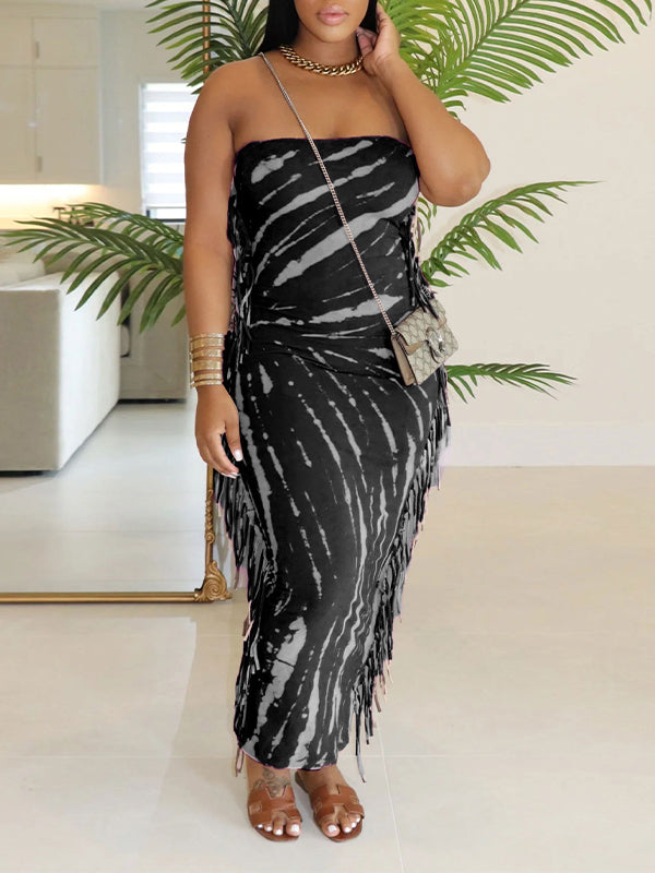 Robe bustier à franges